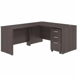 Office Desks*Bush Business Furniture Studio C 60"W L Shaped Desk with Mobile File Cabinet and Return, (STC008SG) Storm Gray