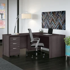 Office Desks*Bush Business Furniture Studio C 60"W L Shaped Desk with Mobile File Cabinet and Return, (STC008SG) Storm Gray