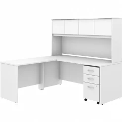 Office Desks*Bush Business Furniture Studio C 72"W L Shaped Desk with Hutch, Mobile File Cabinet and Return, (STC006WH) White