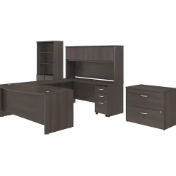 Computer Desks*Bush Business Furniture Studio C 72"W U Shaped Desk with Hutch, Bookcase and File Cabinets, (STC001SG) Storm Gray