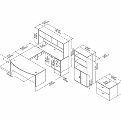 Computer Desks*Bush Business Furniture Studio C 72W x 36D U Shaped Desk with Hutch, Bookcase and File Cabinets, (STC001WHSU) White