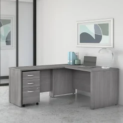 L-Desks*Bush Business Furniture Studio C 60"W L Shaped Desk with Mobile File Cabinet and Return, (STC008PGSU) Platinum Gray