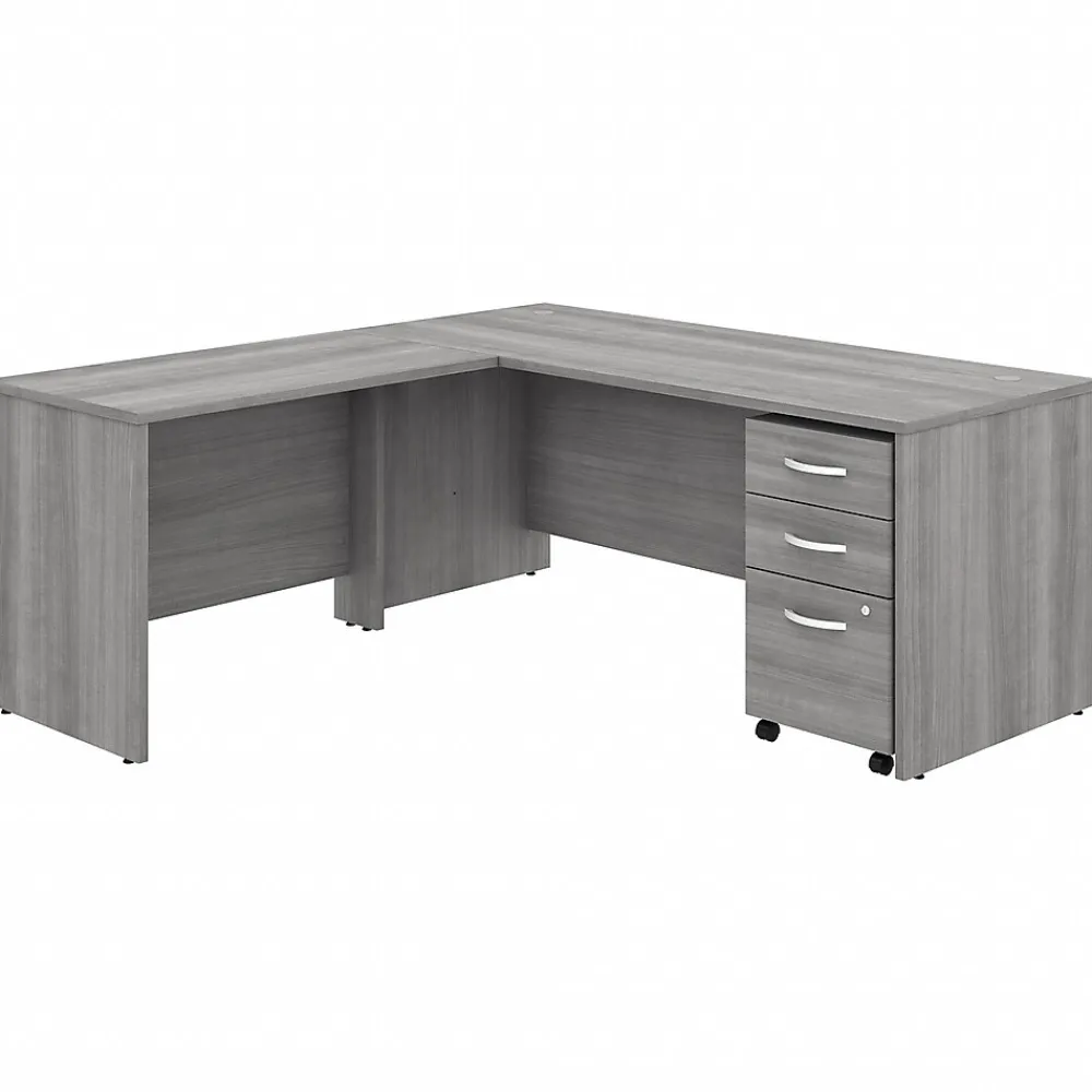 L-Desks*Bush Business Furniture Studio C 72"W L Shaped Desk with Mobile File Cabinet and Return, (STC007PGSU) Platinum Gray