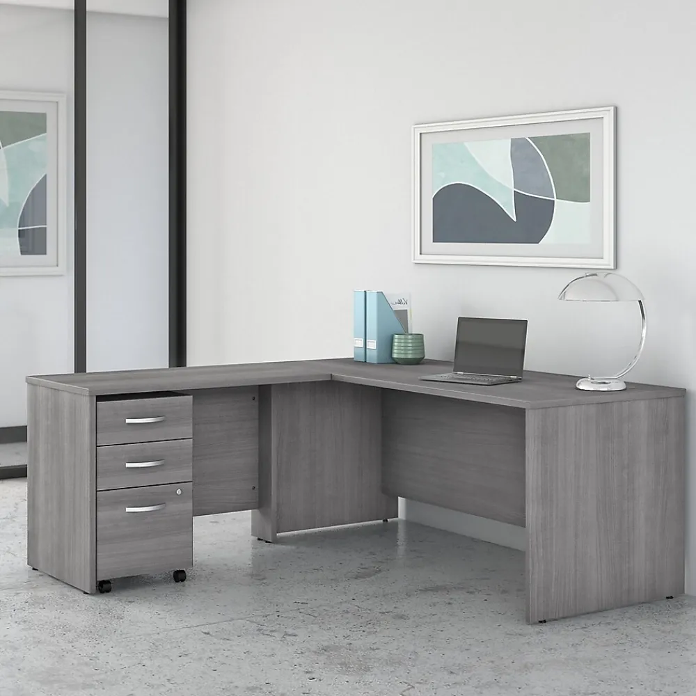 L-Desks*Bush Business Furniture Studio C 72"W L Shaped Desk with Mobile File Cabinet and Return, (STC007PGSU) Platinum Gray