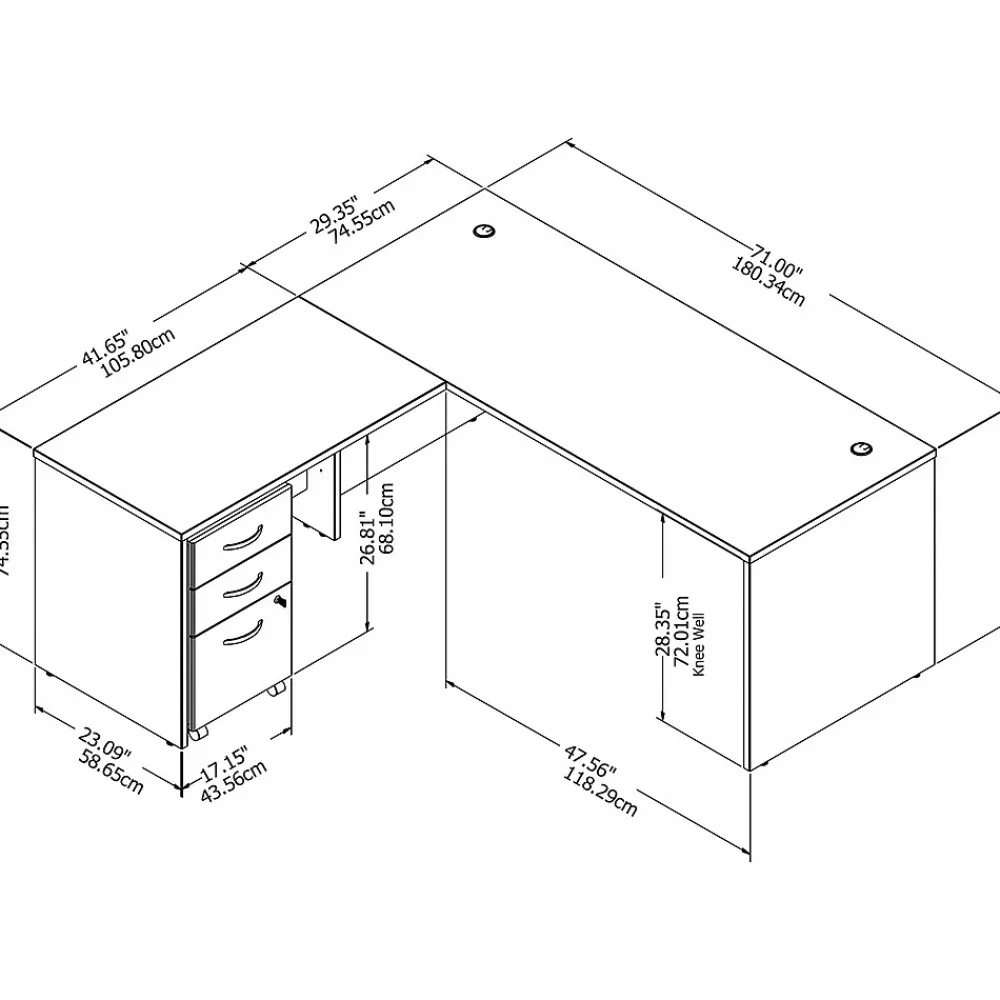 L-Desks*Bush Business Furniture Studio C 72"W L Shaped Desk with Mobile File Cabinet and Return, (STC007PGSU) Platinum Gray