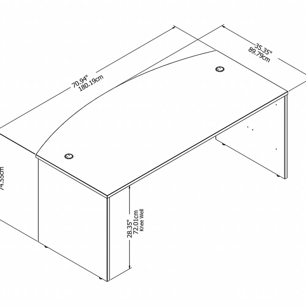 Computer Desks*Bush Business Furniture Studio C 72"W Bow Front Desk, (SCD172PG) Platinum Gray