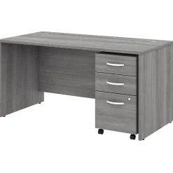 Computer Desks*Bush Business Furniture Studio C 60"W Office Desk with Mobile File Cabinet, (STC014PGSU) Platinum Gray