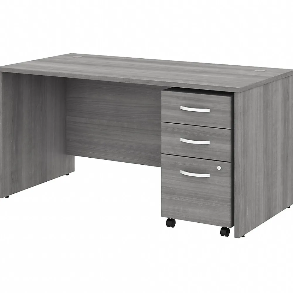 Computer Desks*Bush Business Furniture Studio C 60"W Office Desk with Mobile File Cabinet, (STC014PGSU) Platinum Gray