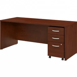 Computer Desks*Bush Business Furniture Studio C 72"W Office Desk with Mobile File Cabinet, (STC013HCSU) Hansen Cherry