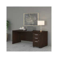 Computer Desks*Bush Business Furniture Studio C 72"W Office Desk with Mobile File Cabinet, (STC013BWSU) Black Walnut