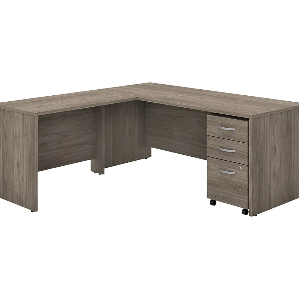L-Desks*Bush Business Furniture Studio C 72"W L Shaped Desk with Mobile File Cabinet and Return, (STC007MHSU) Modern Hickory