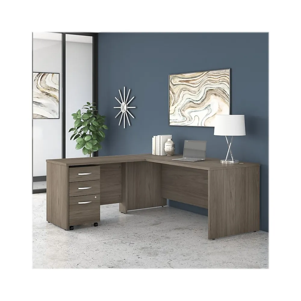 L-Desks*Bush Business Furniture Studio C 72"W L Shaped Desk with Mobile File Cabinet and Return, (STC007MHSU) Modern Hickory