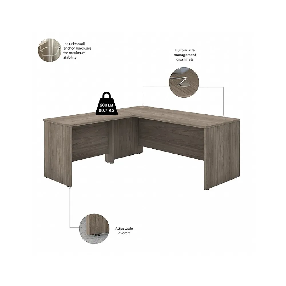 L-Desks*Bush Business Furniture Studio C 72"W L Shaped Desk with Mobile File Cabinet and Return, (STC007MHSU) Modern Hickory