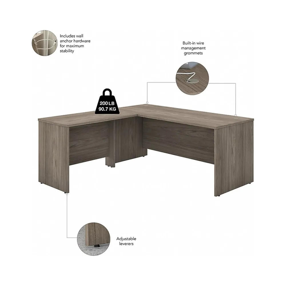 L-Desks*Bush Business Furniture Studio C 72"W L Shaped Desk with Hutch, Mobile File Cabinet and Return, (STC006MHSU) Modern Hickory