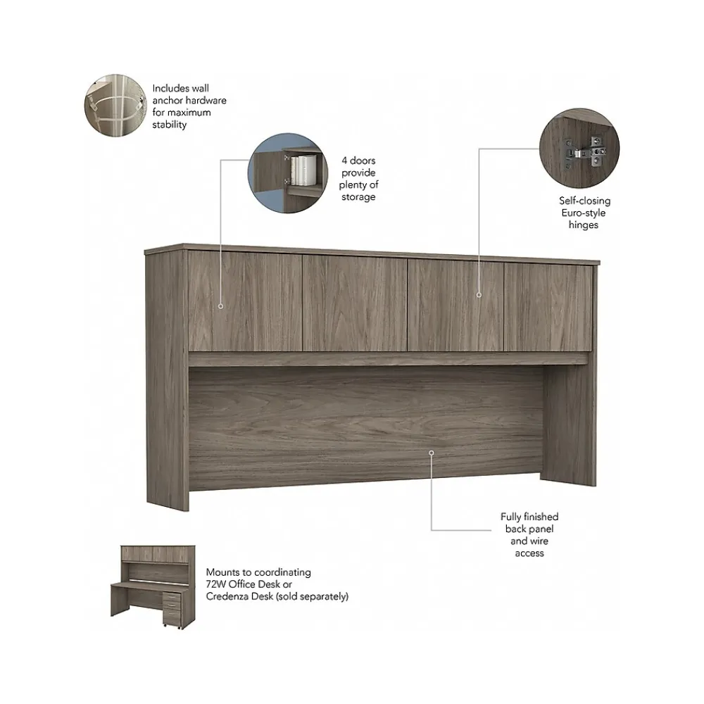 L-Desks*Bush Business Furniture Studio C 72"W L Shaped Desk with Hutch, Mobile File Cabinet and Return, (STC006MHSU) Modern Hickory