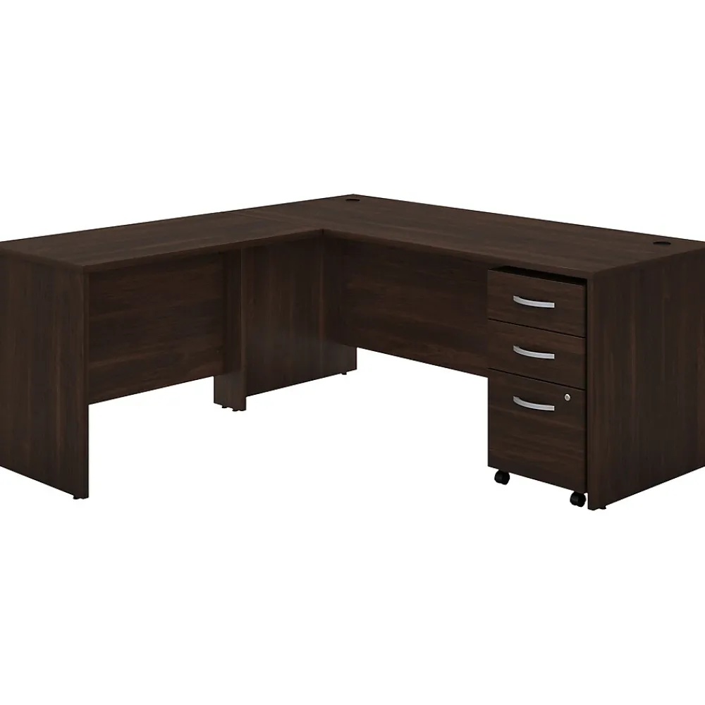 L-Desks*Bush Business Furniture Studio C 72"W L Shaped Desk with Mobile File Cabinet and Return, (STC007BWSU) Black Walnut