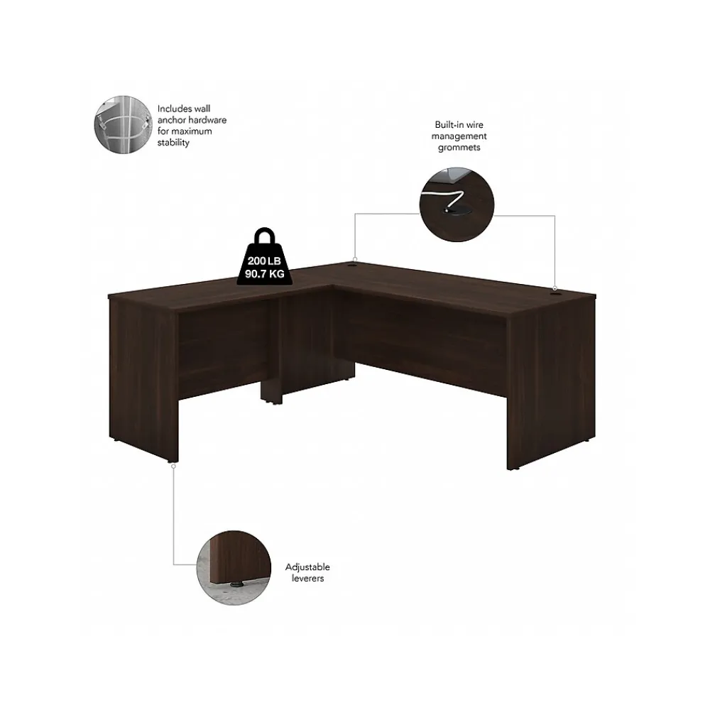 L-Desks*Bush Business Furniture Studio C 72"W L Shaped Desk with Return, (STC049BW) Black Walnut