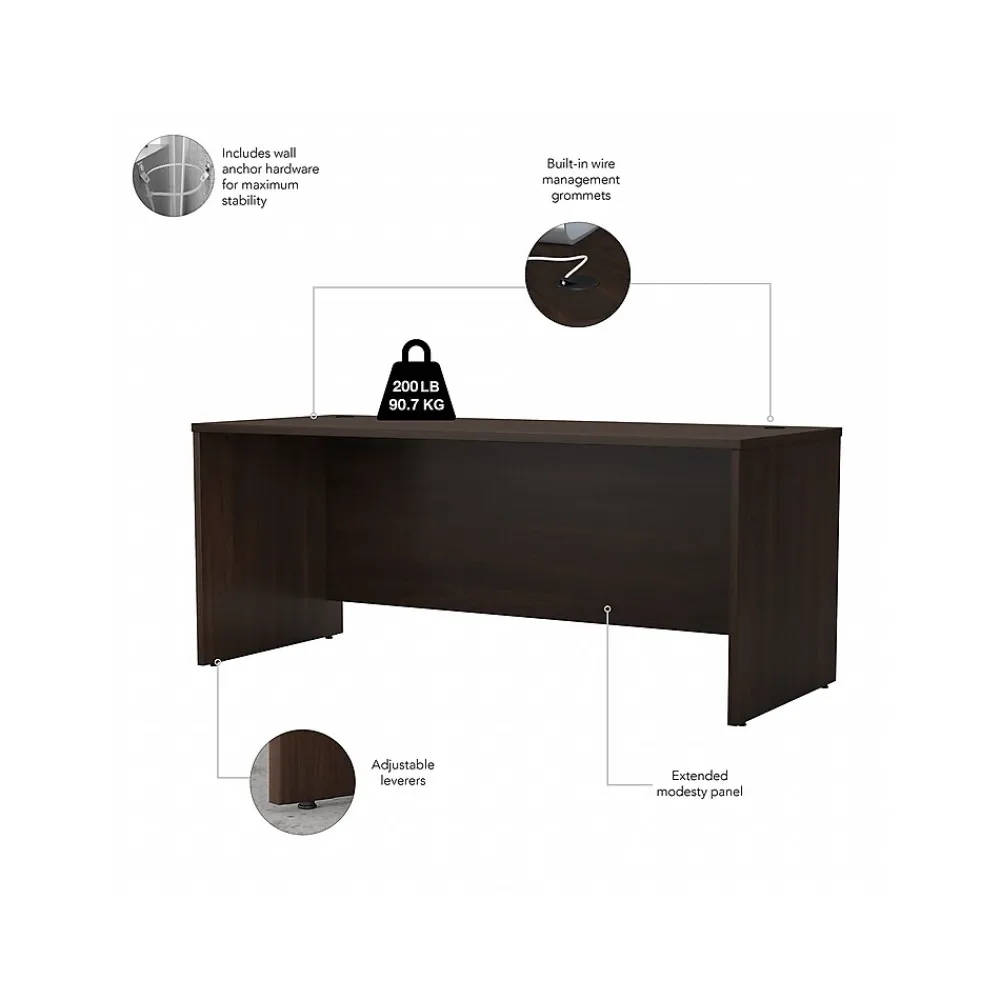 Computer Desks*Bush Business Furniture Studio C 72"W Office Desk, (SCD272BW) Black Walnut