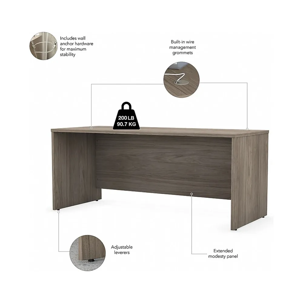 Computer Desks*Bush Business Furniture Studio C 72"W Office Desk with Mobile File Cabinet, (STC013MHSU) Modern Hickory