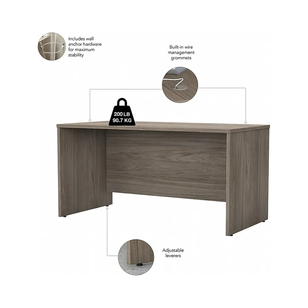 Computer Desks*Bush Business Furniture Studio C 60"W Office Desk with Mobile File Cabinet, (STC014MHSU) Modern Hickory