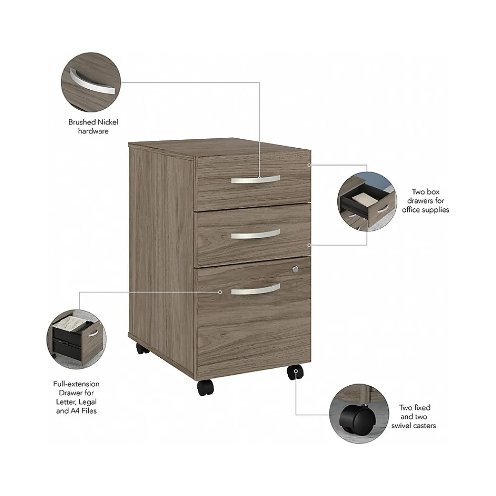 Computer Desks*Bush Business Furniture Studio C 60"W Office Desk with Mobile File Cabinet, (STC014MHSU) Modern Hickory