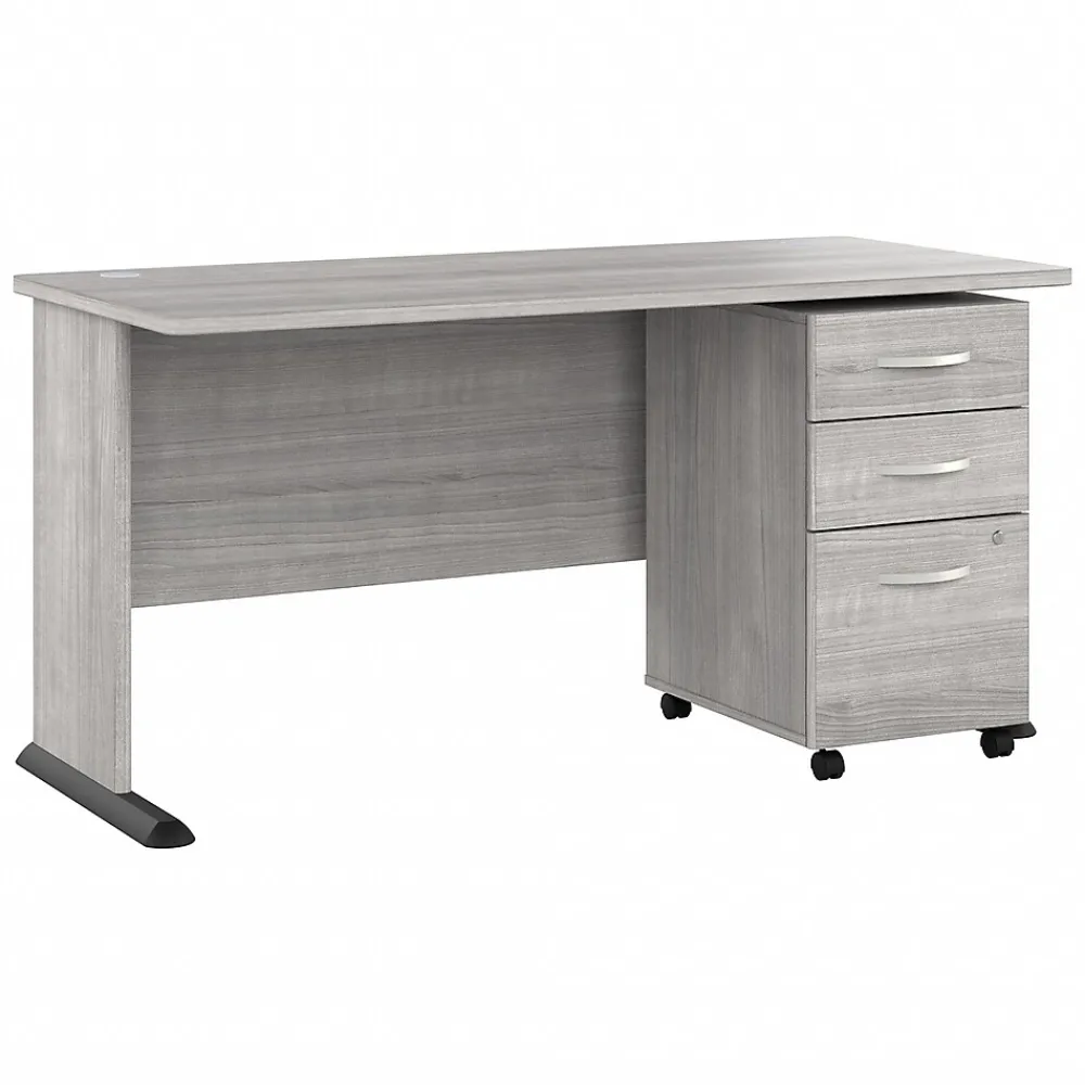 Computer Desks*Bush Business Furniture Studio A 60"W Computer Desk with 3 Drawer Mobile File Cabinet, (STA002PGSU) Platinum Gray