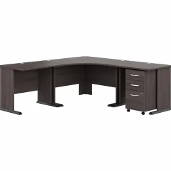 Office Desks*Bush Business Furniture Studio A 83"W Large Corner Desk with 3 Drawer Mobile File Cabinet, (STA003SGSU) Storm Gray