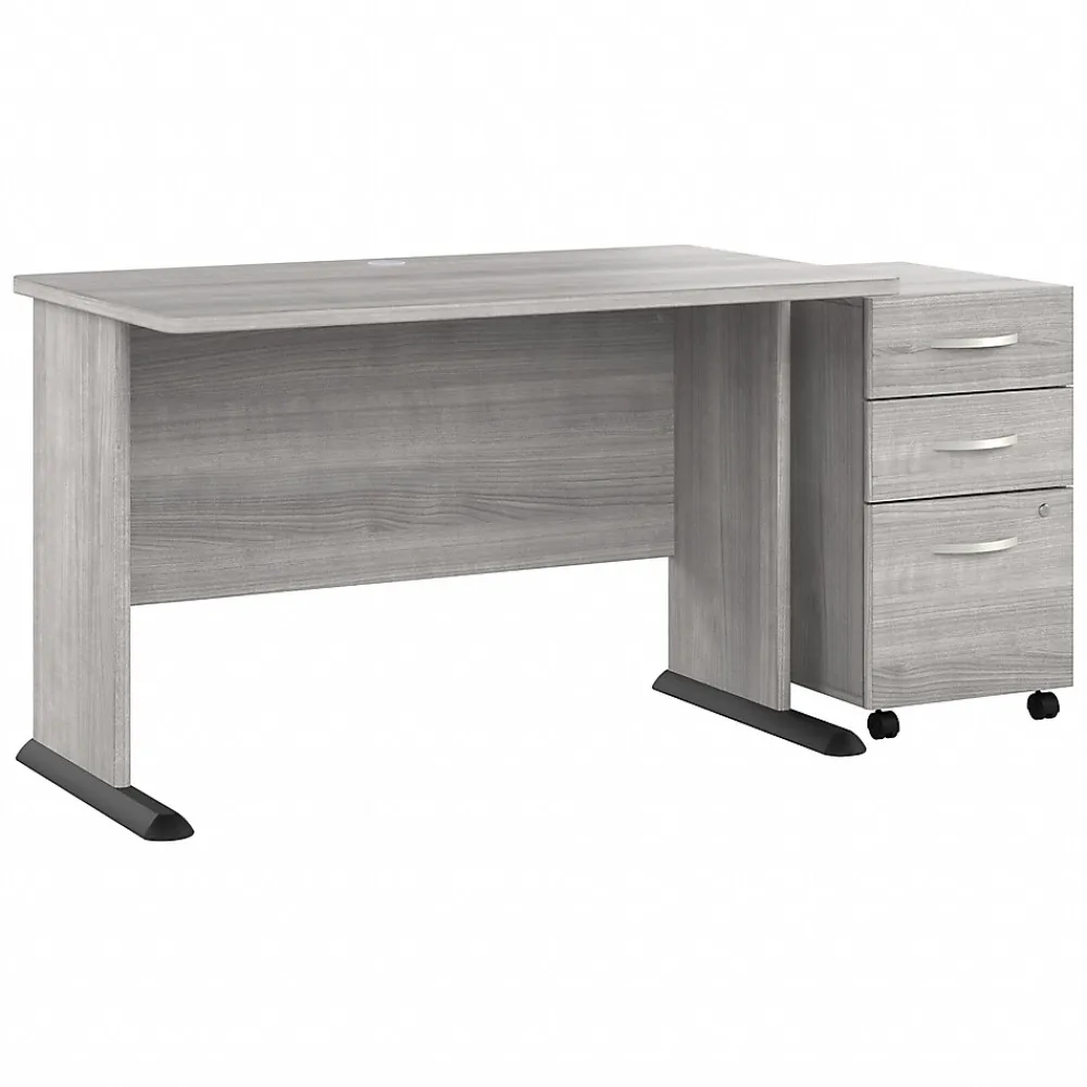 Computer Desks*Bush Business Furniture Studio A 48"W Computer Desk with 3 Drawer Mobile File Cabinet, (STA001PGSU) Platinum Gray