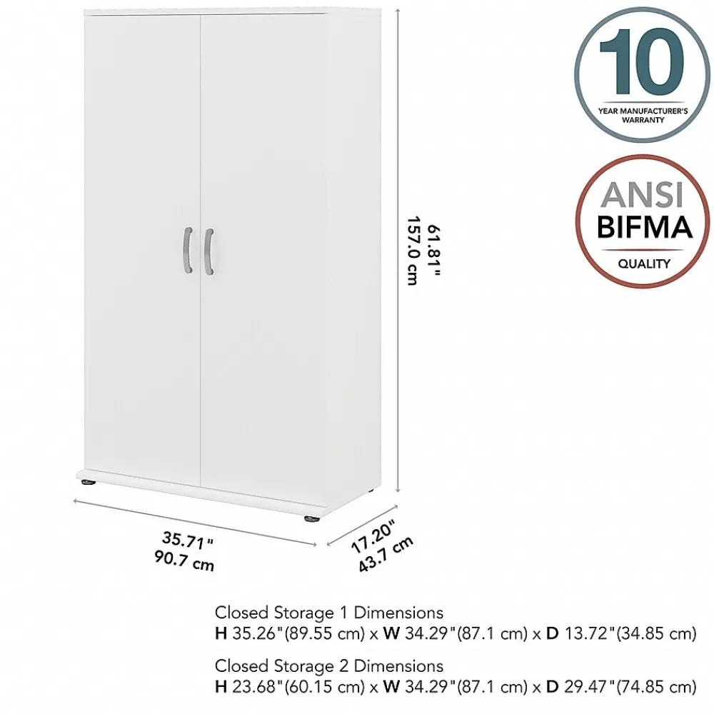 Storage Cabinets*Bush Business Furniture Universal 62" Tall Storage Cabinet with Doors and 5 Shelves, White (UNS136WHK)