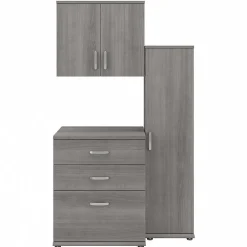 Storage Cabinets*Bush Business Furniture Universal 62" 3-Piece Modular Storage Set with 5 Shelves, Platinum Gray (UNS005PG)