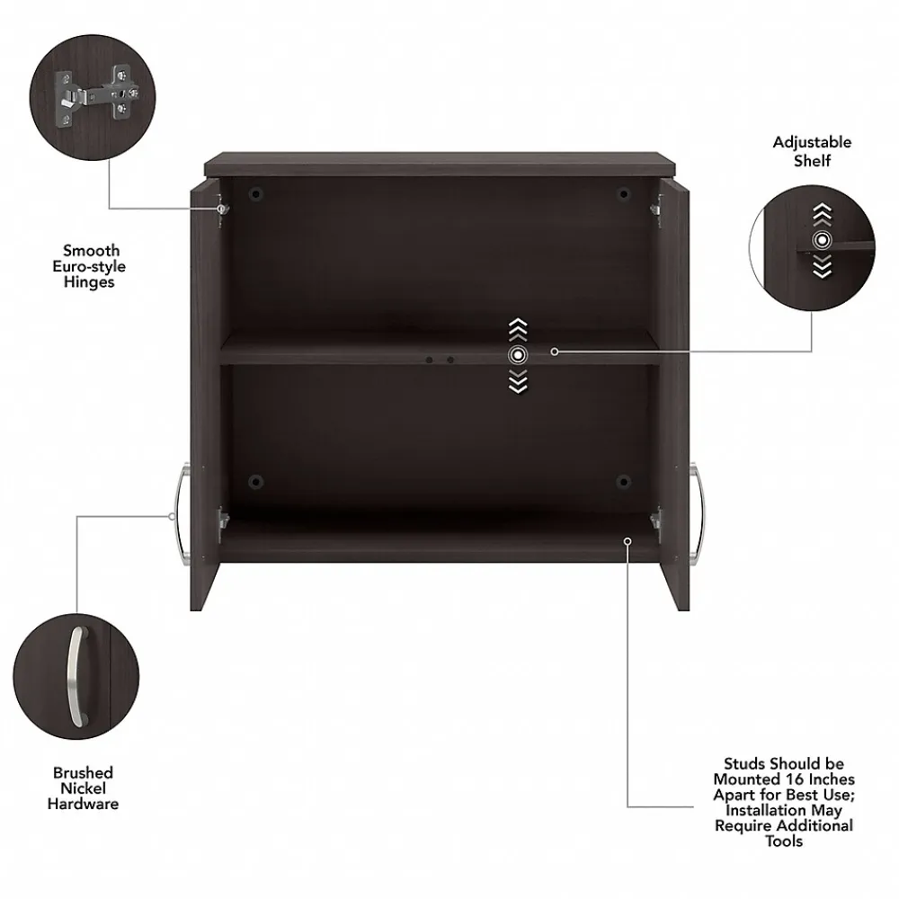 Storage Cabinets*Bush Business Furniture Universal 24" Wall Cabinet with Doors and 2 Shelves, Storm Gray (UNS428SG)