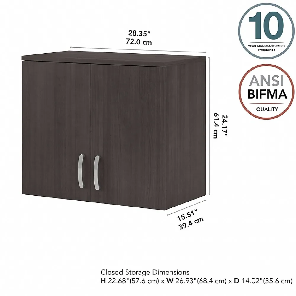 Storage Cabinets*Bush Business Furniture Universal 24" Wall Cabinet with Doors and 2 Shelves, Storm Gray (UNS428SG)