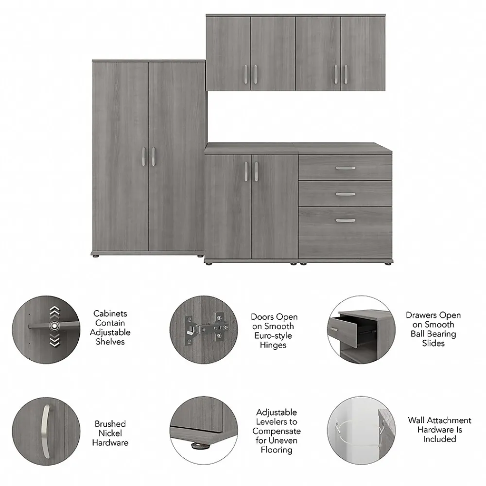 Storage Cabinets*Bush Business Furniture Universal 62" 5-Piece Modular Storage Set with 11 Shelves, Platinum Gray (UNS003PG)