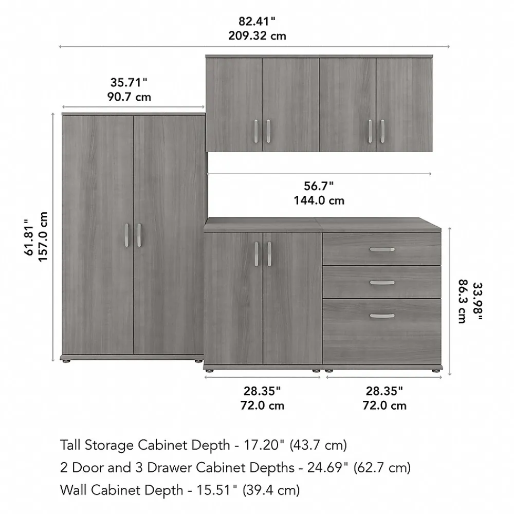 Storage Cabinets*Bush Business Furniture Universal 62" 5-Piece Modular Storage Set with 11 Shelves, Platinum Gray (UNS003PG)