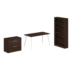 Office Desks*Bush Business Furniture Vista 60"W Desk with Lateral File Cabinet and Bookcase, Black Walnut (VST012BWSU)