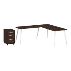 L-Desks*Bush Business Furniture Vista 72"W L Shaped Desk with Mobile File Cabinet, Black Walnut (VST007BWSU)