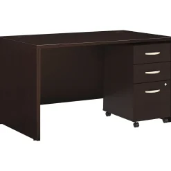 Computer Desks*Bush Business Furniture Westfield 48W Desk with Pre-Assembled 3Dwr Mobile Pedestal, Mocha Cherry