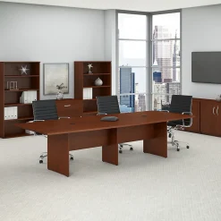 Conference Room Tables*Bush Business Furniture 120W x 48D Boat Shaped Conference Table with Wood Base, (99TB12048HCK) Hansen Cherry