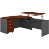 Standing Desks*Bush Business Furniture Westfield 60"W Right Hand 3 Position Sit to Stand L Desk w File Cabinet, Hansen Cherry (SRC128HCSU)