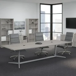 Conference Room Tables*Bush Business Furniture 120W x 48D Boat Shaped Conference Table with Metal Base, (99TBM120PGSVK) Platinum Gray