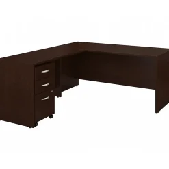 Office Desks*Bush Business Furniture Westfield 66"W L Shaped Desk with Return and Mobile File Cabinet, (SRC083MRSU) Mocha Cherry
