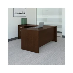 Office Desks*Bush Business Furniture Westfield 66"W L Shaped Desk with Return and Mobile File Cabinet, (SRC083MRSU) Mocha Cherry