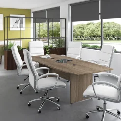 Conference Room Tables*Bush Business Furniture 96W x 42D Boat Shaped Conference Table with Wood Base, Modern Hickory (99TB9642MHK)