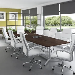 Conference Room Tables*Bush Business Furniture 120W x 48D Boat Shaped Conference Table with Metal Base, Black Walnut (99TBM120BWSVK)