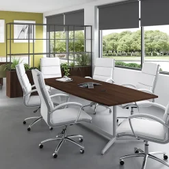 Conference Room Tables*Bush Business Furniture 96W x 42D Boat Shaped Conference Table with Metal Base, Black Walnut (99TBM96BWSVK)