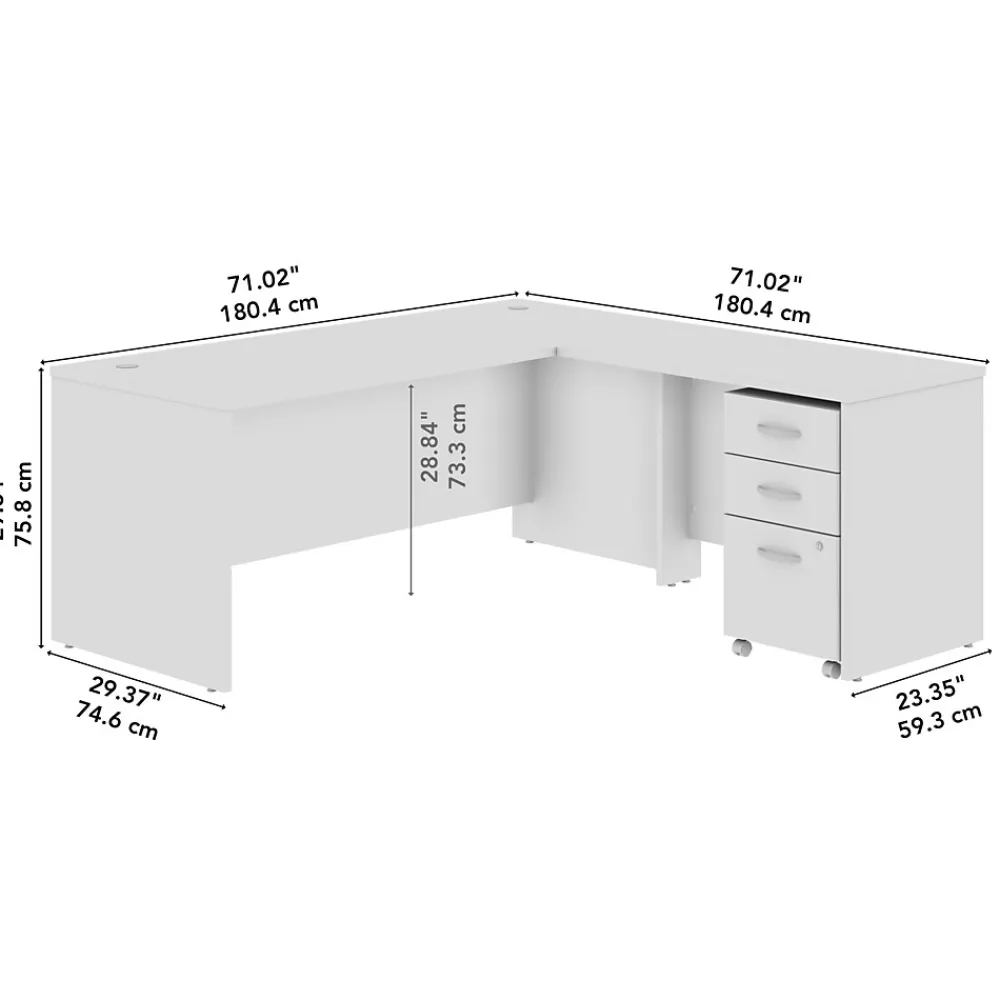 L-Desks*Bush Business Furniture Westfield 72"W L Shaped Desk with 42W Return and Mobile File Cabinet, Mocha Cherry (SRC166MRSU)