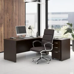 L-Desks*Bush Business Furniture Westfield 72W Bow Front L Shaped Desk with 42W Return and Mobile File Cabinet, Mocha Cherry (SRC167MRSU)