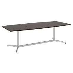 Conference Room Tables*Bush Business Furniture 96W x 42D Boat Shaped Conference Table with Metal Base, (99TBM96MRSVK) Mocha Cherry/Silver