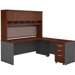 Office Desks*Bush Business Furniture Westfield 72W L Shaped Desk with Hutch and Mobile File Cabinet, Hansen Cherry (SRC0018HCSU) Hansen Cherry/Graphite