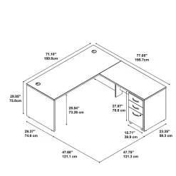 L-Desks*Bush Business Furniture Westfield 72W L Shaped Desk with 48W Return and Mobile File Cabinet, (SRC001MASU) Mahogany
